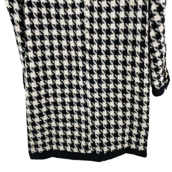Pomander Place | NEW Coco Tweed Houndstooth Bow Mini Dress Black White Size L - Picture 9 of 12